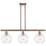 Athens Water Glass 36" Wide Antique Copper 3-Light Pendant