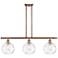 Athens Water Glass 36" Wide Antique Copper 3-Light Pendant