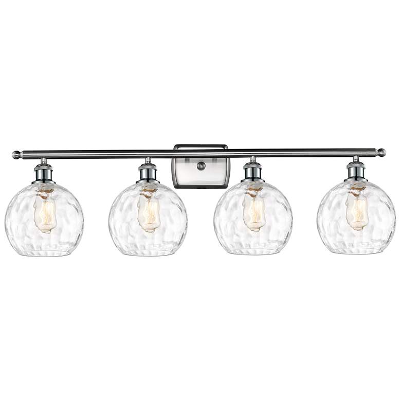 Image 1 Athens Water Glass 36"W Satin Nickel 4-Light LED Bath Light