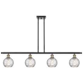 Athens Water Glass 4 Light 46" Island Light - Black Brass  - Clear Athens Water Glass 4 Light 46" Island Light - Black Brass  - Clear