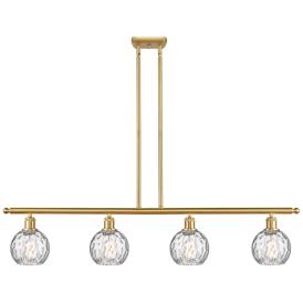 Athens Water Glass 4 Light 46" Island Light - Satin Gold  - Clear Athens Water Glass 4 Light 46" Island Light - Satin Gold  - Clear