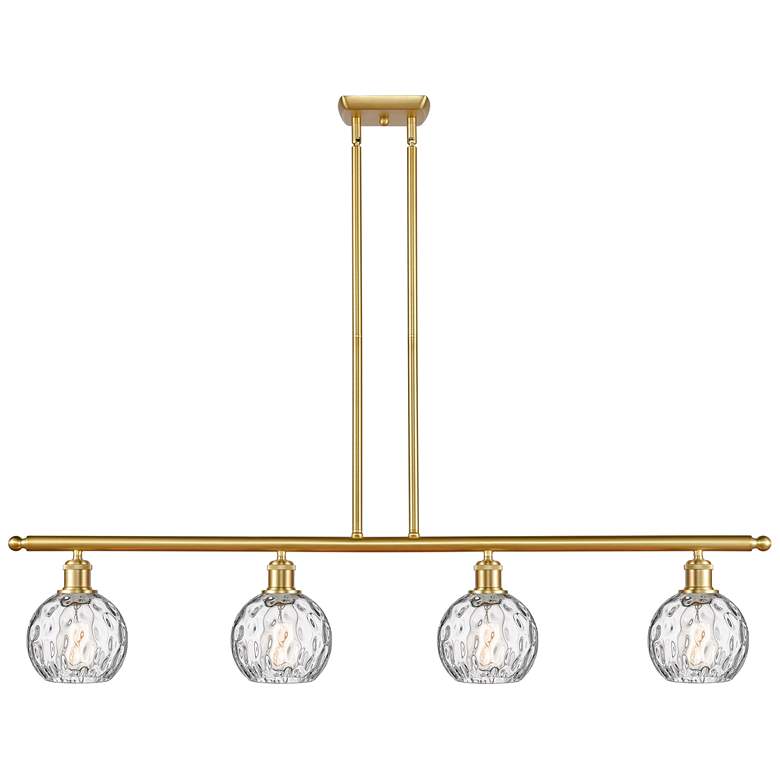 Image 1 Athens Water Glass 4 Light 46" LED Island Light - Satin Gold - Clear