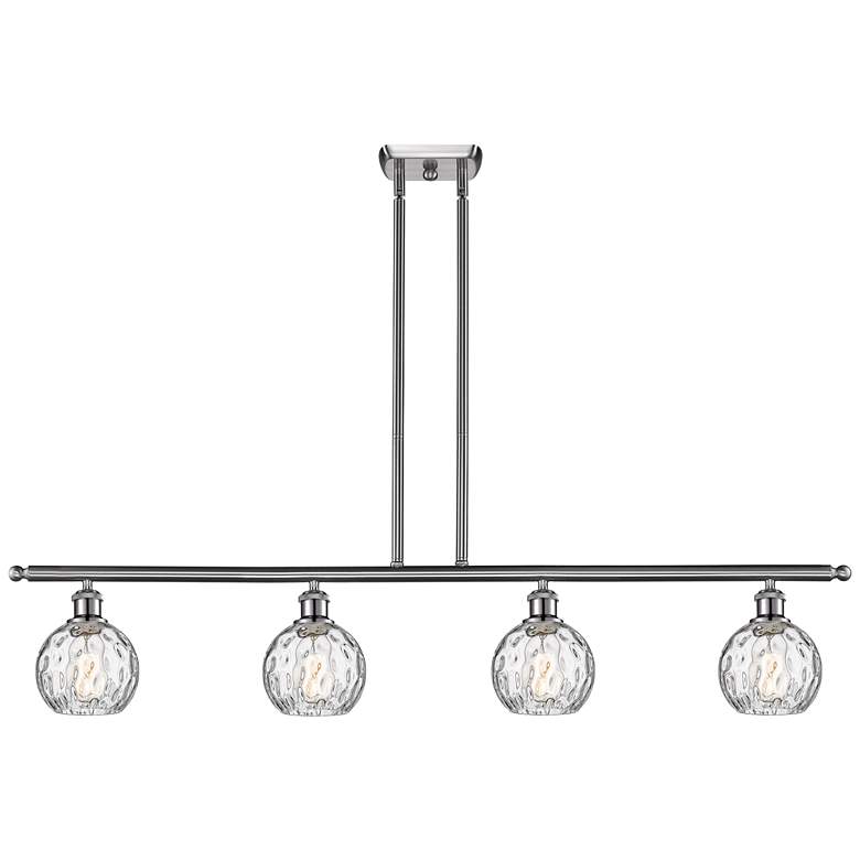 Image 1 Athens Water Glass 4 Light 46" LED Island Light - Satin Nickel - Clea