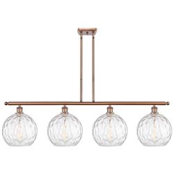 Athens Water Glass 48" Wide Antique Copper 4-Light Pendant