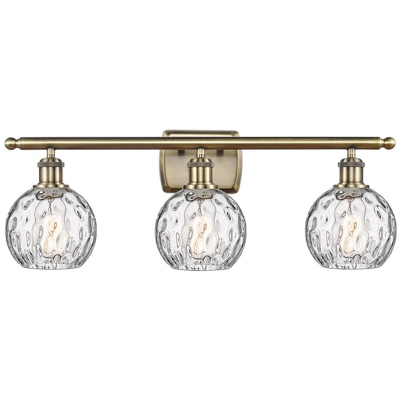 Image 1 Athens Water Glass 6" 3 Light 26" Bath Light - Antique Brass - Cl