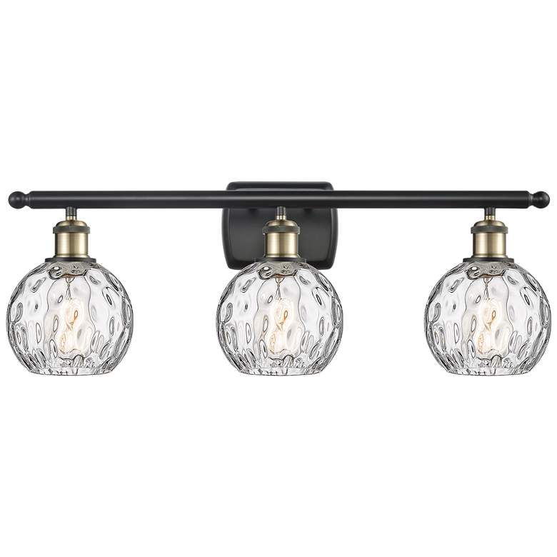 Image 1 Athens Water Glass 6" 3 Light 26" Bath Light - Black Brass - Clea
