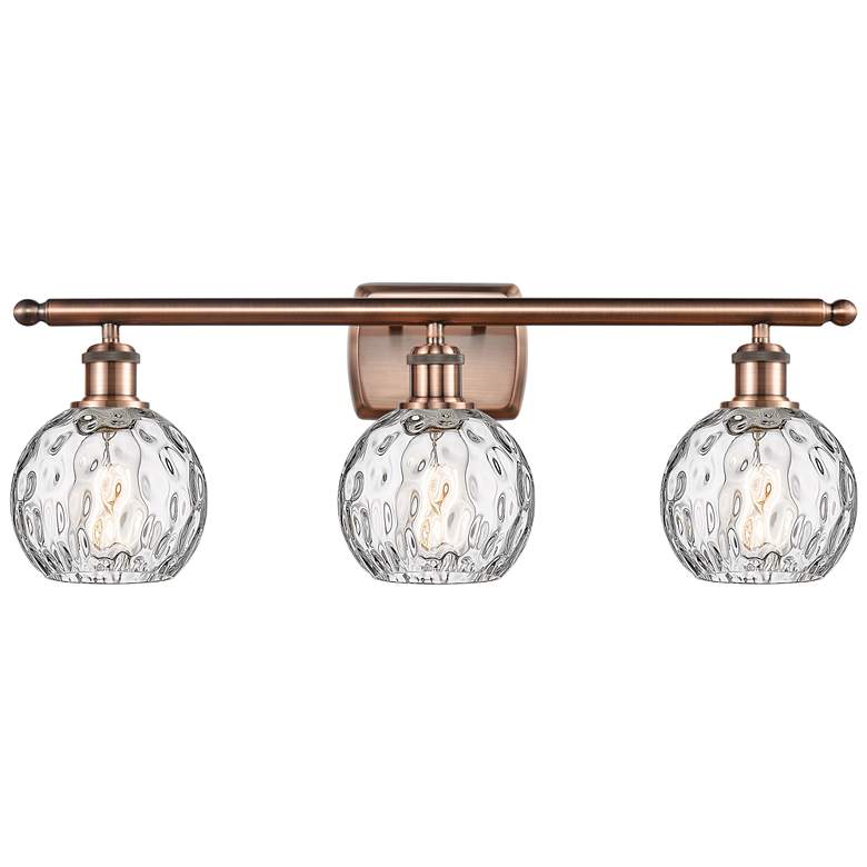 Image 1 Athens Water Glass 6" 3 Light 26" Bath Light - Copper - Clear Sha
