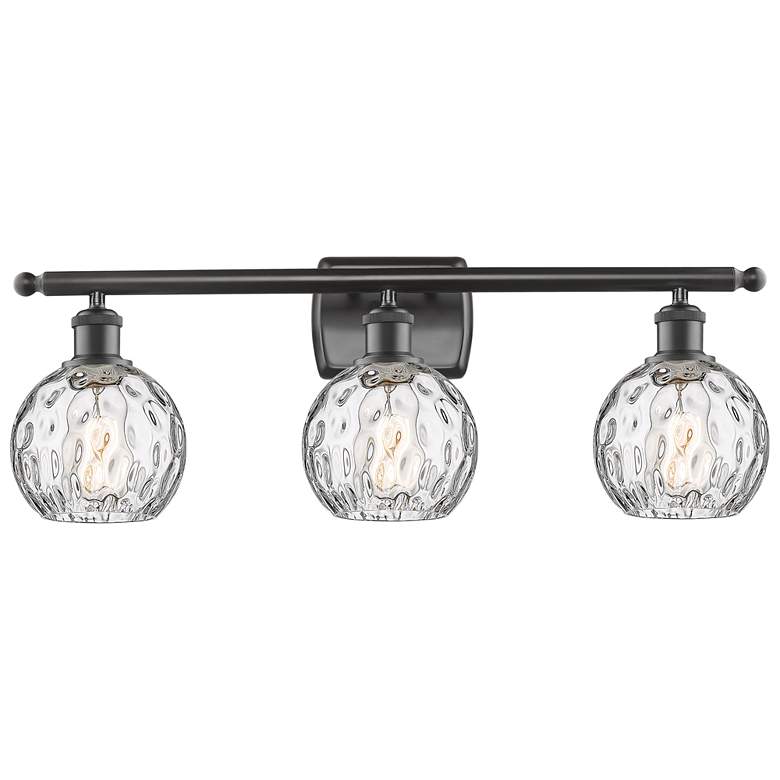 Image 1 Athens Water Glass 6" 3 Light 26" Bath Light - Oil Rubbed Bronze