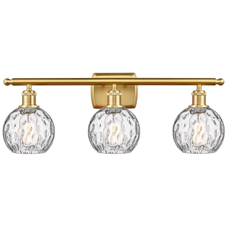 Image 1 Athens Water Glass 6" 3 Light 26" Bath Light - Satin Gold - Clear