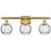 Athens Water Glass 6" 3 Light 26" Bath Light - Satin Gold - Clear