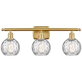 Athens Water Glass 6" 3 Light 26" Bath Light - Satin Gold - Clear Athens Water Glass 6" 3 Light 26" Bath Light - Satin Gold - Clear
