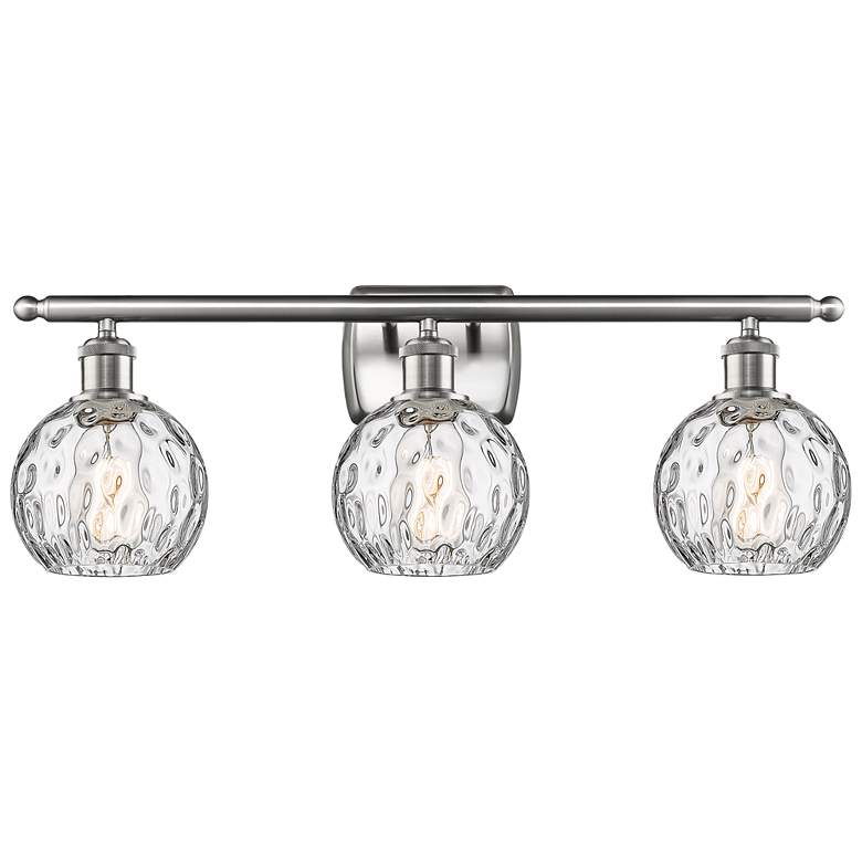 Image 1 Athens Water Glass 6" 3 Light 26" LED Bath Light - Satin Nickel -