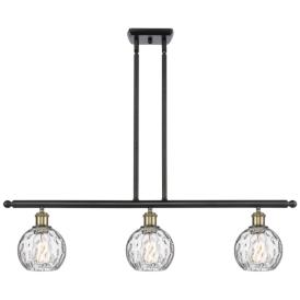 Athens Water Glass 6" 3 Light 36" Island Light - Black Brass  - C Athens Water Glass 6" 3 Light 36" Island Light - Black Brass  - C