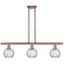 Athens Water Glass 6" 3 Light 36" Island Light - Copper  - Clear