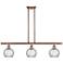 Athens Water Glass 6" 3 Light 36" Island Light - Copper - Clear
