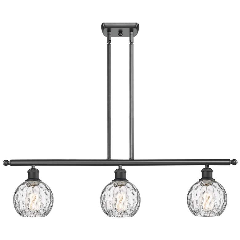 Image 1 Athens Water Glass 6" 3 Light 36" Island Light - Matte Black - C