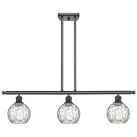 Athens Water Glass 6" 3 Light 36" Island Light - Matte Black  - C Athens Water Glass 6" 3 Light 36" Island Light - Matte Black  - C