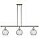 Athens Water Glass 6" 3 Light 36" Island Light - Polished Nickel
