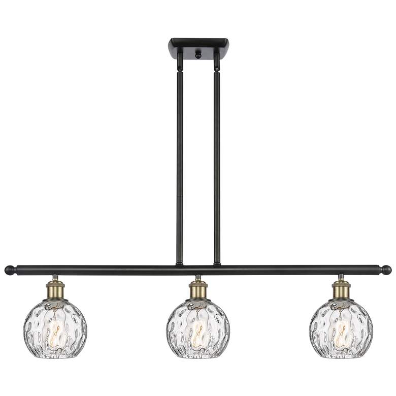 Image 1 Athens Water Glass 6" 3 Light 36" LED Island Light - Black Brass