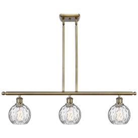 Athens Water Glass 6" 3 Light 36" LED Island Light - Brass  - Cle Athens Water Glass 6" 3 Light 36" LED Island Light - Brass  - Cle