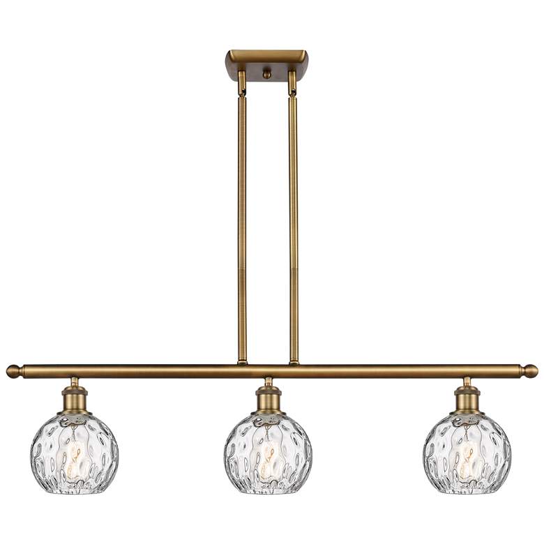 Image 1 Athens Water Glass 6" 3 Light 36" LED Island Light - Brushed Bras