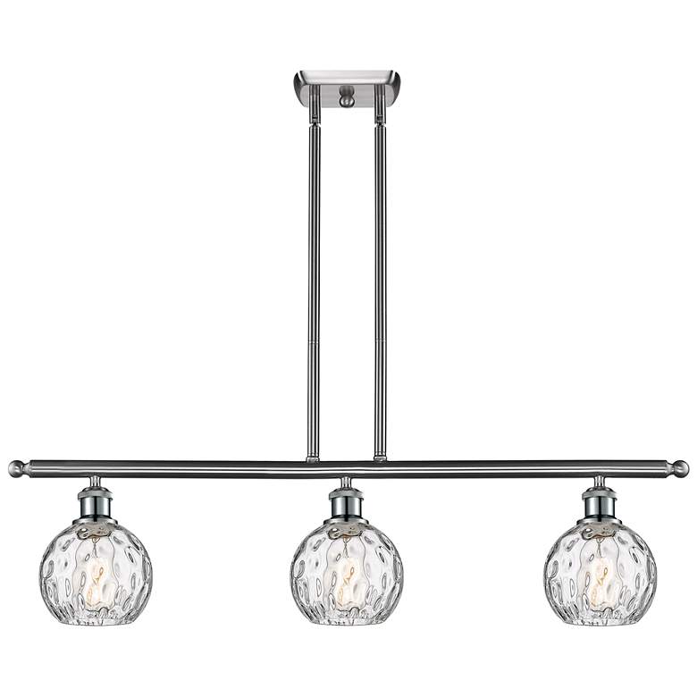 Image 1 Athens Water Glass 6" 3 Light 36" LED Island Light - Satin Nickel