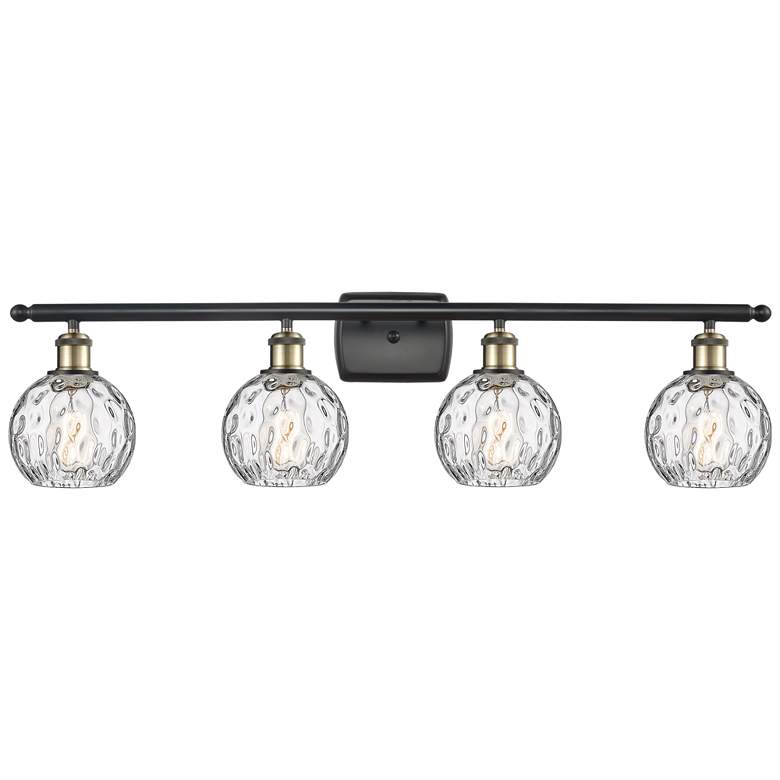 Image 1 Athens Water Glass 6" 4 Light 36" Bath Light - Black Brass - Clea