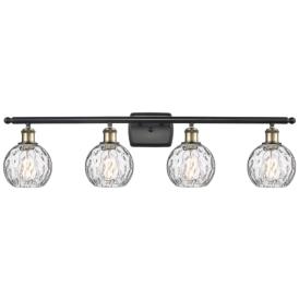 Athens Water Glass 6" 4 Light 36" Bath Light - Black Brass - Clea Athens Water Glass 6" 4 Light 36" Bath Light - Black Brass - Clea