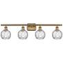 Athens Water Glass 6" 4 Light 36" Bath Light - Brushed Brass - Cl