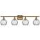 Athens Water Glass 6" 4 Light 36" Bath Light - Brushed Brass - Cl