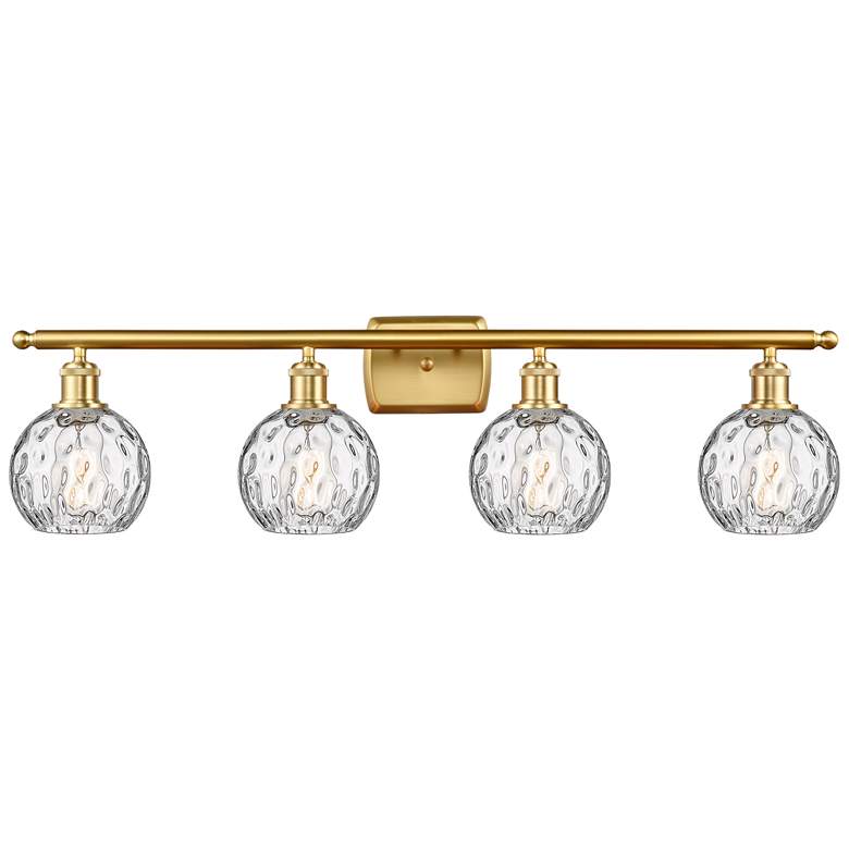 Image 1 Athens Water Glass 6" 4 Light 36" Bath Light - Satin Gold - Clear