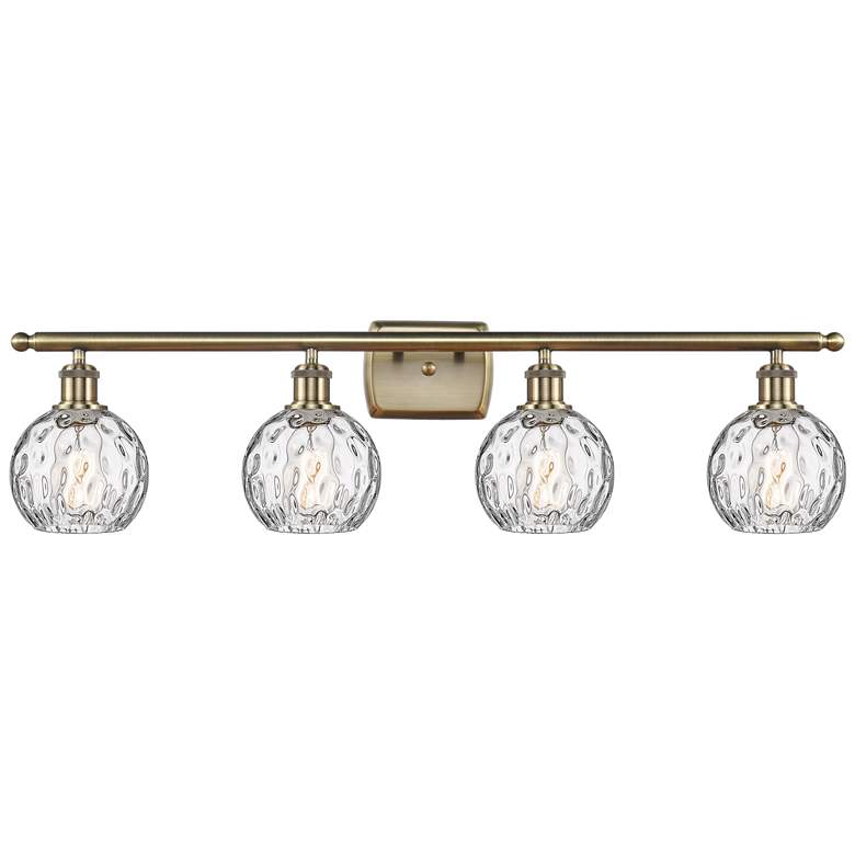 Image 1 Athens Water Glass 6" 4 Light 36" LED Bath Light - Antique Brass