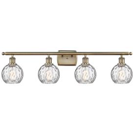 Athens Water Glass 6" 4 Light 36" LED Bath Light - Antique Brass Athens Water Glass 6" 4 Light 36" LED Bath Light - Antique Brass