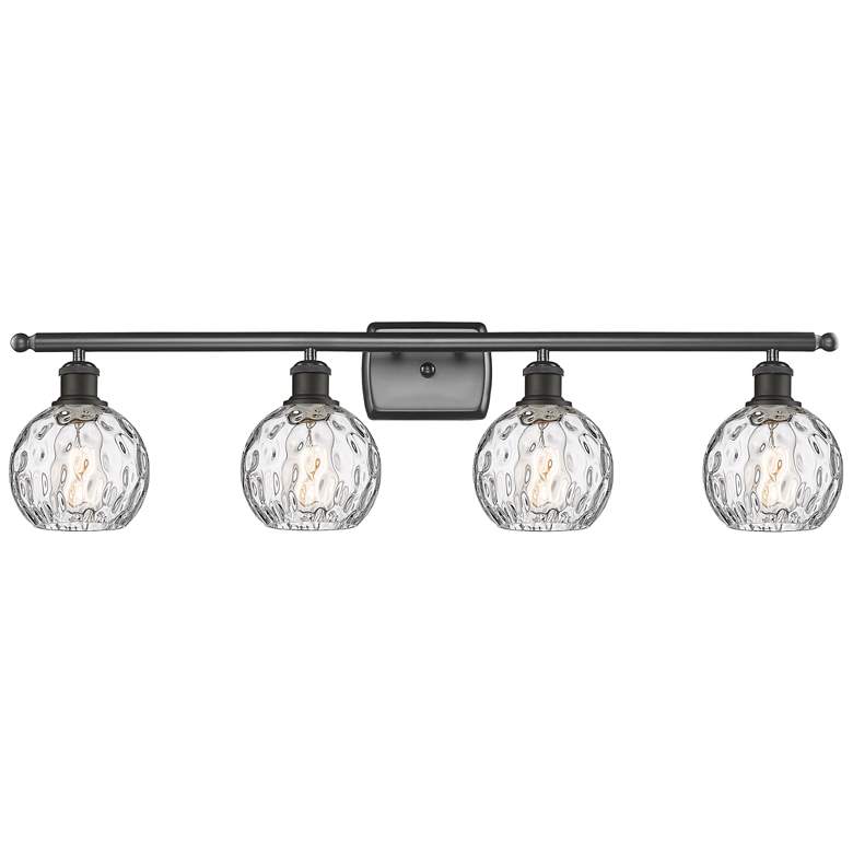 Image 1 Athens Water Glass 6" 4 Light 36" LED Bath Light - Bronze - Clear