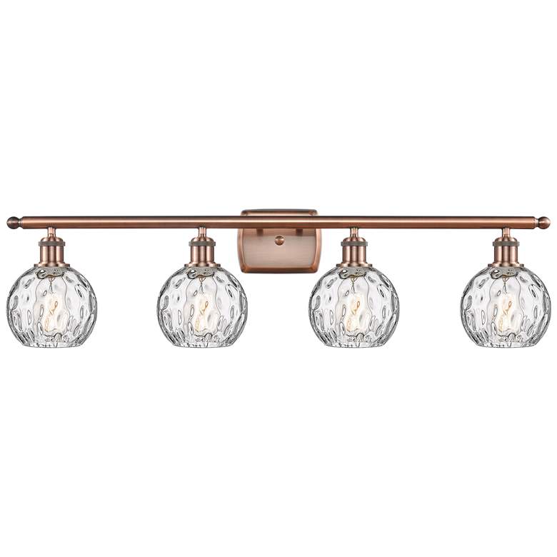 Image 1 Athens Water Glass 6" 4 Light 36" LED Bath Light - Copper - Clear