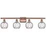 Athens Water Glass 6" 4 Light 36" LED Bath Light - Copper - Clear