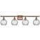 Athens Water Glass 6" 4 Light 36" LED Bath Light - Copper - Clear