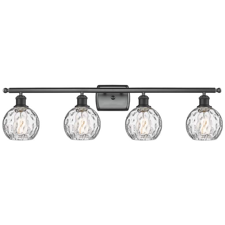 Image 1 Athens Water Glass 6" 4 Light 36" LED Bath Light - Matte Black -