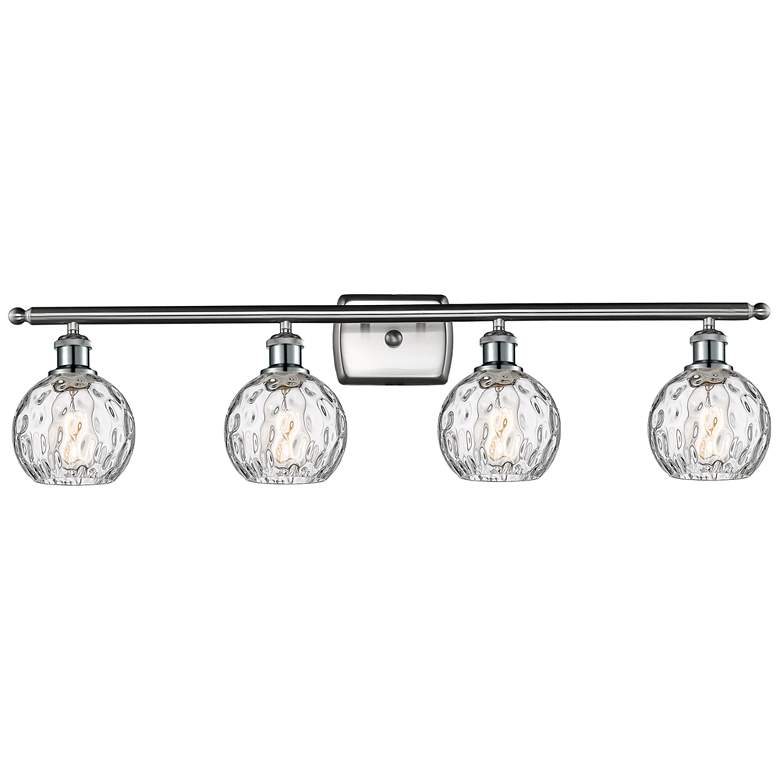 Image 1 Athens Water Glass 6" 4 Light 36" LED Bath Light - Satin Nickel -