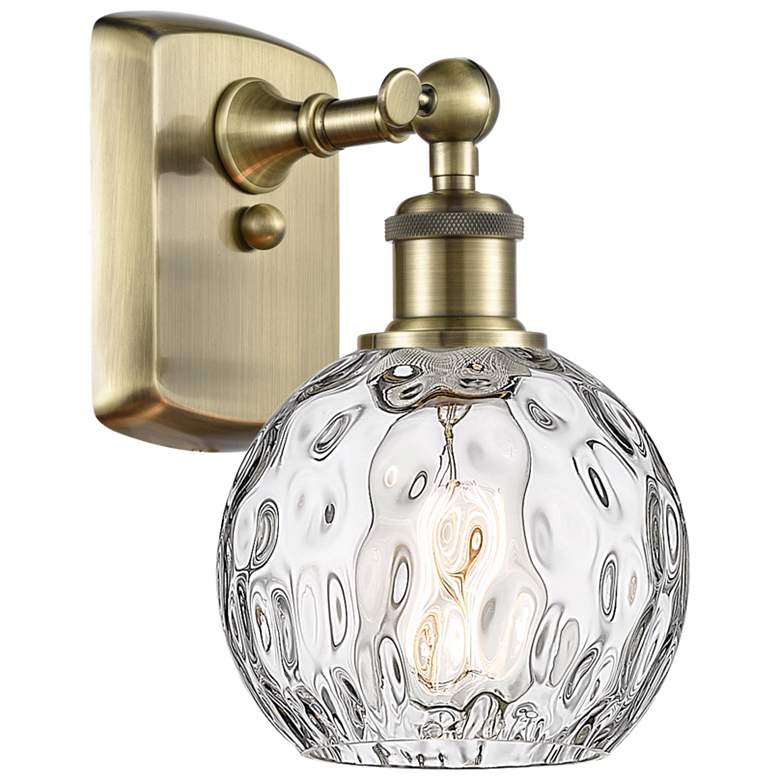Image 1 Athens Water Glass 6" Incandescent Sconce - Brass Finish - Clear Shade