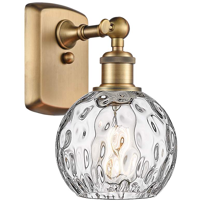 Image 1 Athens Water Glass 6" Incandescent Sconce - Brass Finish - Clear Shade