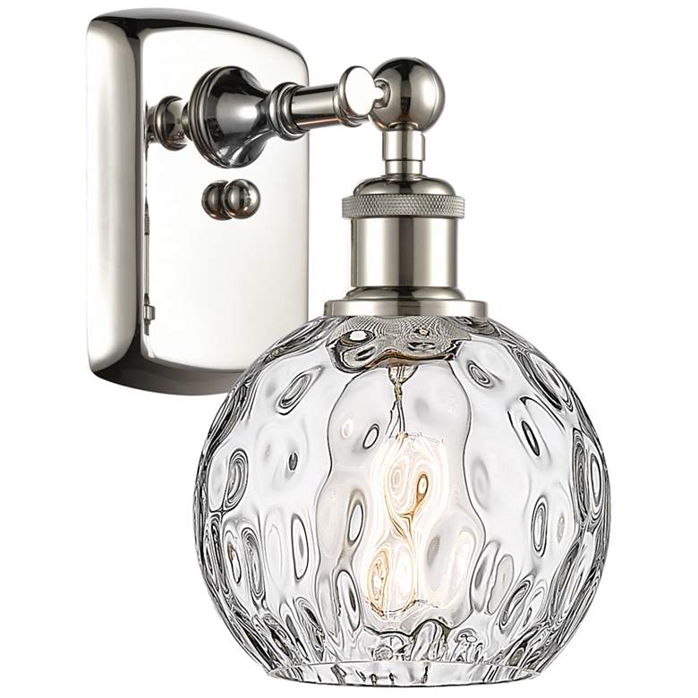 Image 1 Athens Water Glass 6" Incandescent Sconce - Nickel Finish - Clear Shad