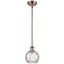 Athens Water Glass 6" LED Mini Pendant - Antique Copper - Clear Water 