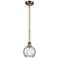 Athens Water Glass 6" LED Mini Pendant - Brushed Brass - Clear Water G