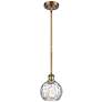 Athens Water Glass 6" LED Mini Pendant - Brushed Brass - Clear Water G