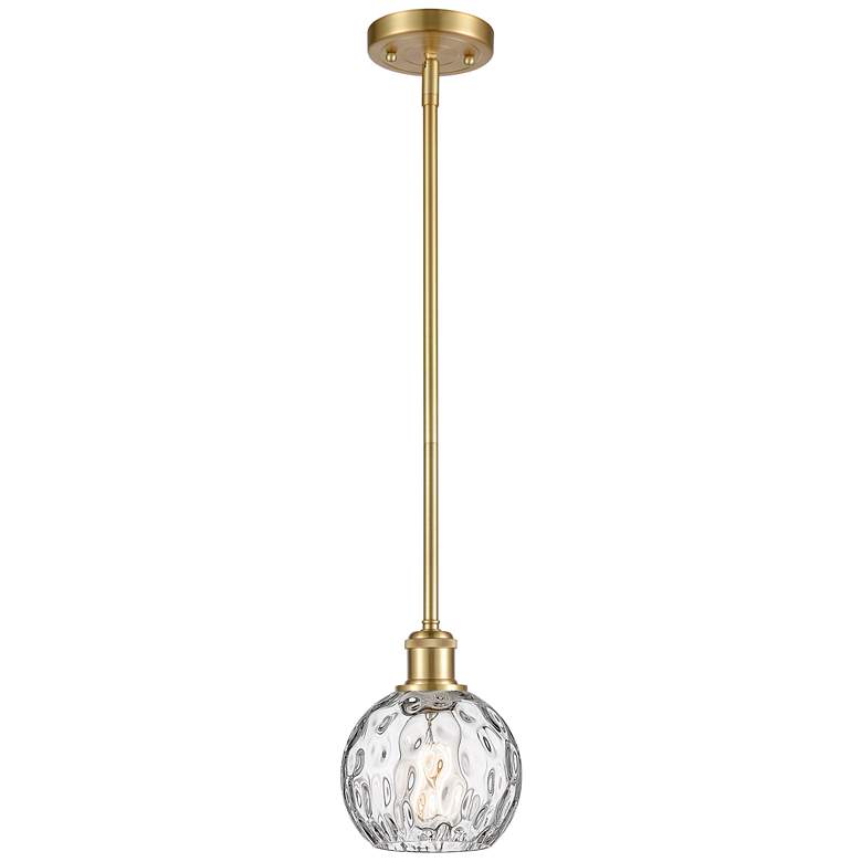 Image 1 Athens Water Glass 6" LED Mini Pendant - Satin Gold - Clear Water Glas