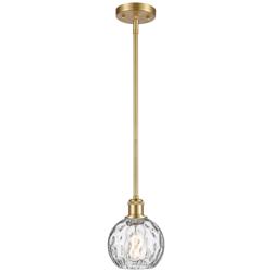 Athens Water Glass 6" LED Mini Pendant - Satin Gold - Clear Water Glas