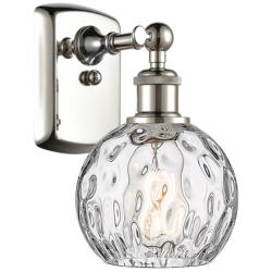 Athens Water Glass 6" LED Sconce - Nickel Finish - Clear Shade