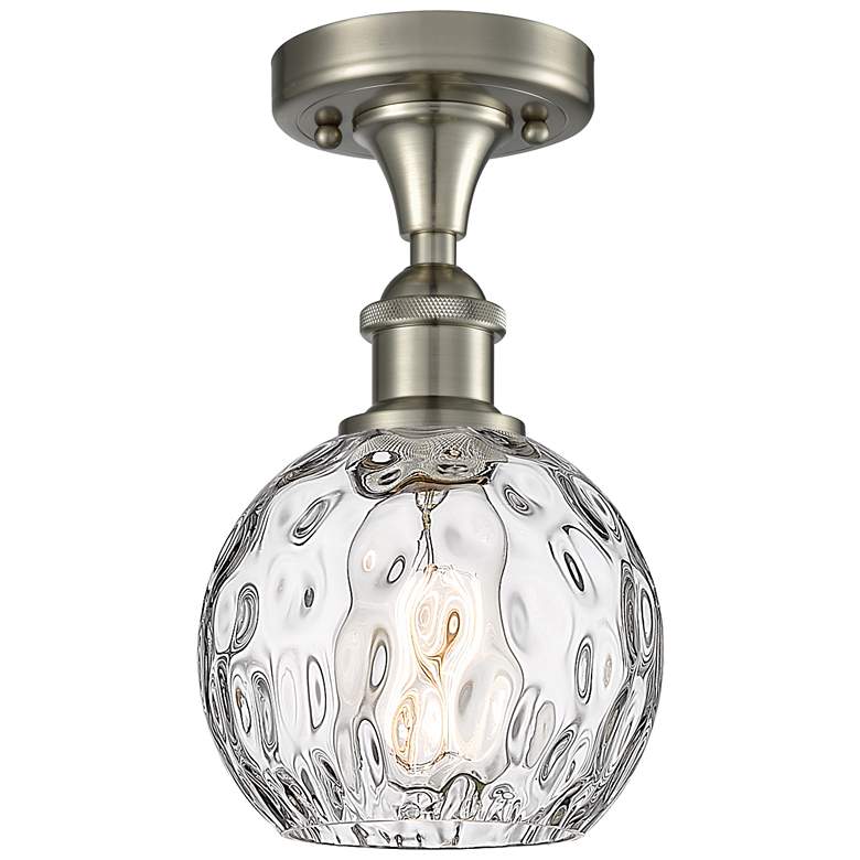 Image 1 Athens Water Glass 6" LED Semi-Flush Mount - Satin Nickel - Clear