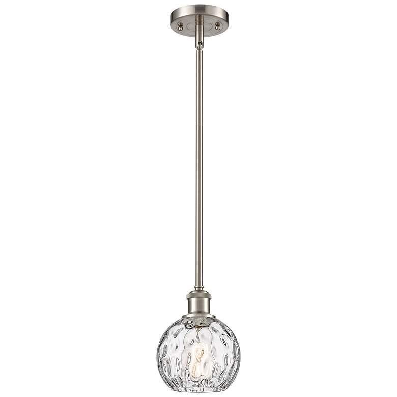 Image 1 Athens Water Glass 6" Mini Pendant - Brushed Satin Nickel - Clear